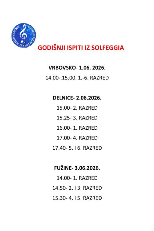 GODIŠNJI ISPITI IZ SOLFEGGIA